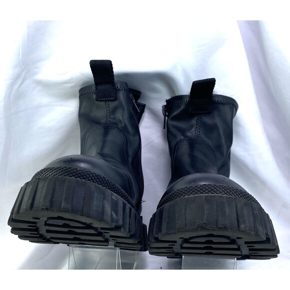 Zara Women's Size EU 35 US 4.5 Faux Leather Zip Platform Midi Booties Black 1554 - Picture 7 of 12